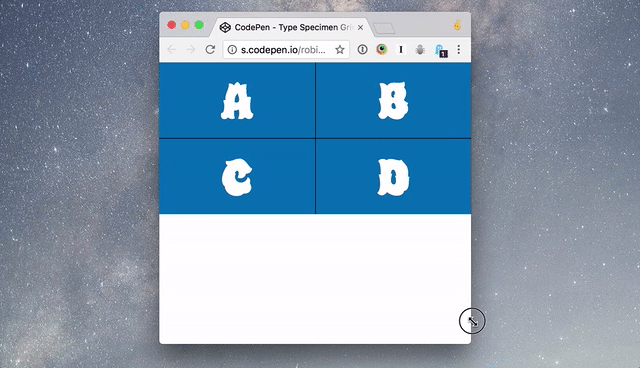 CSS grid demo by Robin Rendle, from CSS-Tricks.