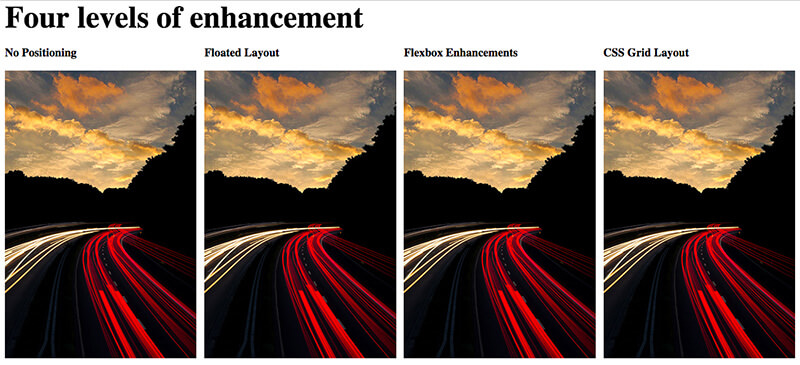 All items in the “four levels of enhancement” component, floated left