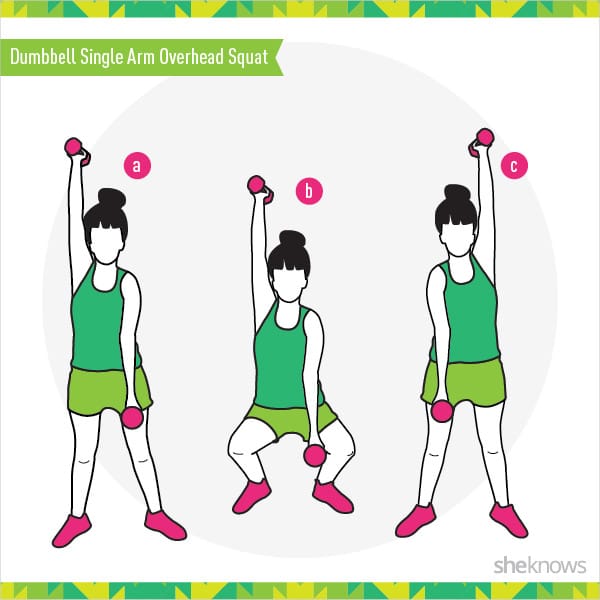 Dumbbell Single Arm Overhead Squat