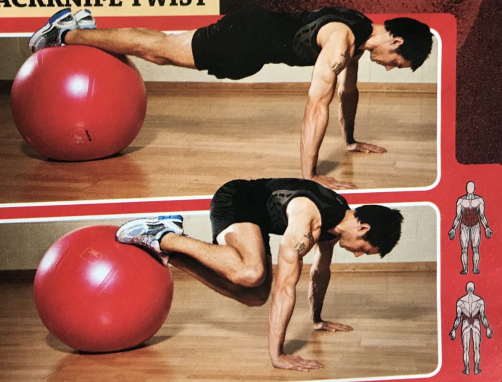 Gym Ball Jackknife Twist