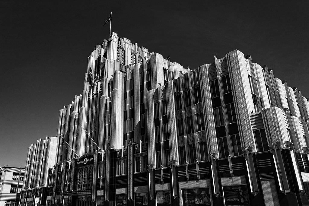 The Niagara Mohawk building with its decorative pillars touching the sky is an example of the untethered ornamentation of Art Deco.