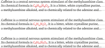 Top: Default <sub> styling. Middle: Proper subscripts with browser default styling. Bottom: Proper subscripts only.