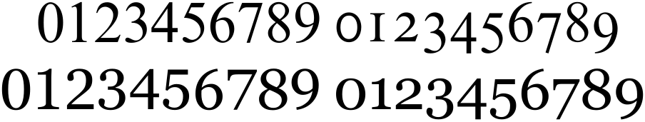 Top: Numerals in Times New Roman Pro. Bottom: Numerals in Georgia Pro.